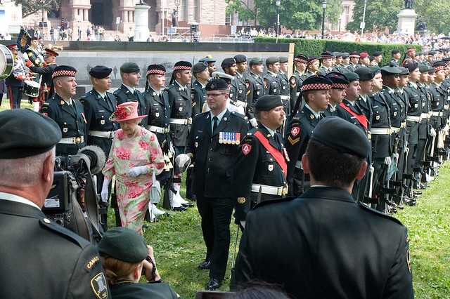 The Queen inspected troops, did a "walkabout" and listened to some marching music at Queen's Park today.