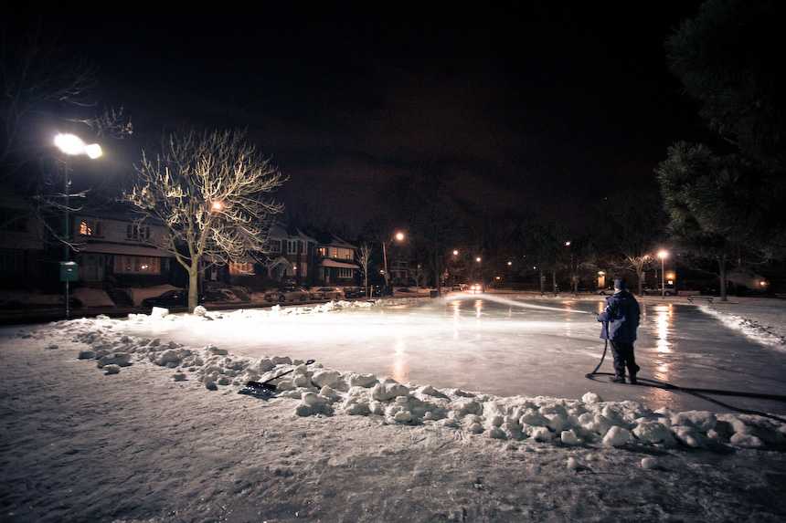 Some neighbourhood volunteers are making a skating rink in a park  next to my apartment. I <3 The Annex.