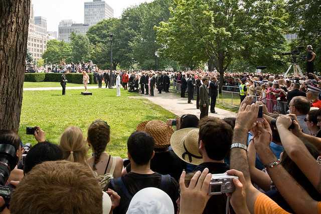 The Queen inspected troops, did a "walkabout" and listened to some marching music at Queen's Park today.