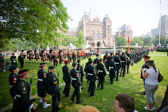 The Queen inspected troops, did a "walkabout" and listened to some marching music at Queen's Park today.