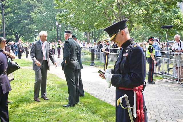 The Queen inspected troops, did a "walkabout" and listened to some marching music at Queen's Park today.