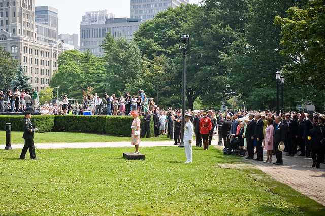 The Queen inspected troops, did a "walkabout" and listened to some marching music at Queen's Park today.