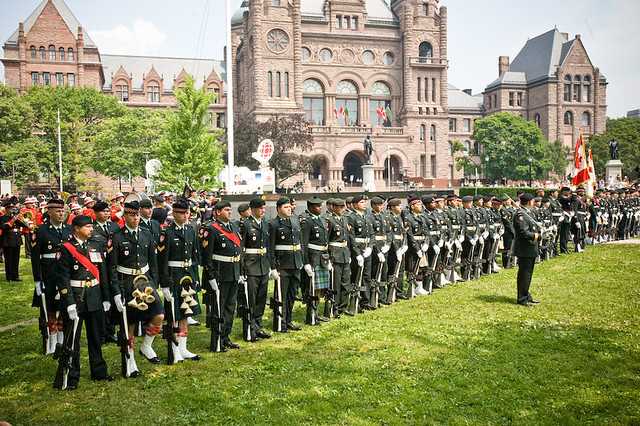 The Queen inspected troops, did a "walkabout" and listened to some marching music at Queen's Park today.